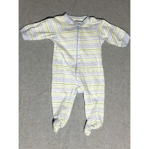 Baby Carter’s Footies Size S Pajamas Soft Blue Green Striped Zip Up Onesie